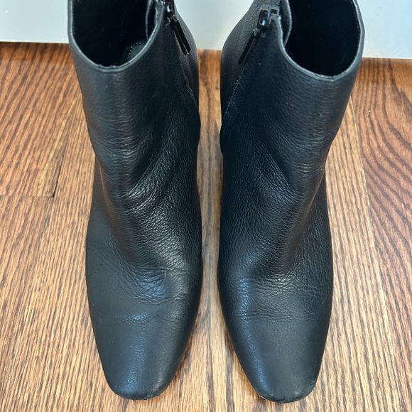 Zara Black Leather Ankle Boots Size 37 - Picture 1 of 5